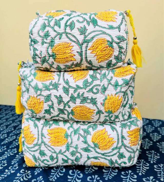 White/Green/Yellow Toiletry Bag Small