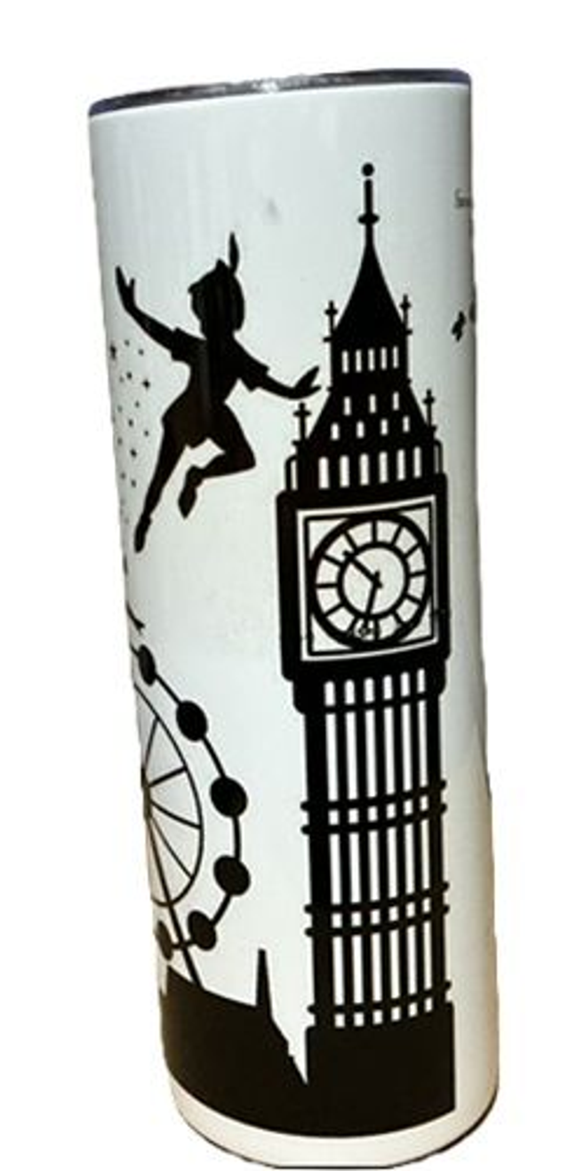 peter pan flask - 20 oz Stainless Steel Straight Skinny Tumbler, White Double Walled Vacuum Tumbler with Straws