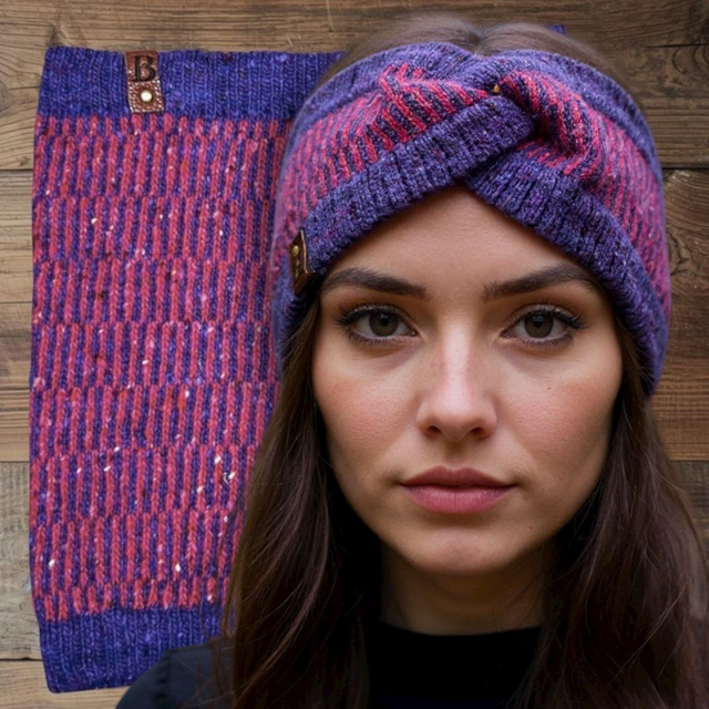 Soft Merino Wool Handmade Headband and Snood 2 Piece Set (Colour: Parma Violet)