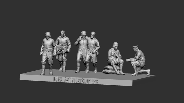 RB Miniatures - WW1 German Field Medics &amp; Wounded - 1/72