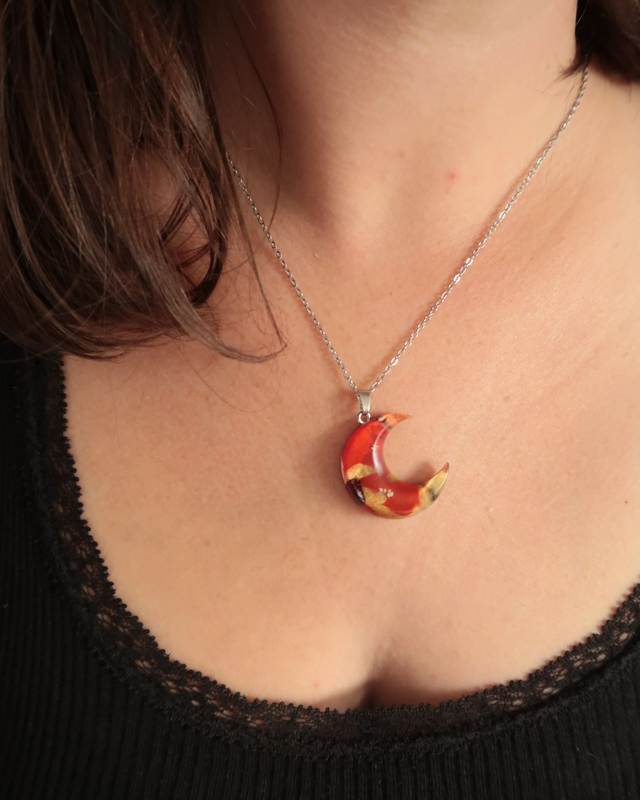 Collier Lune onirique Feu Ardent | CO032