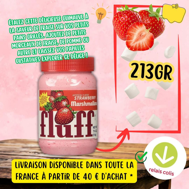 🍡Fluff Marshmallow à tartiner ( Fraise 🍓 )🇺🇲