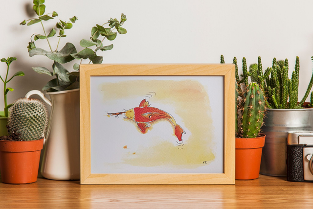 Dessin "Carpe Koï, le monde miniature" Tirage A5