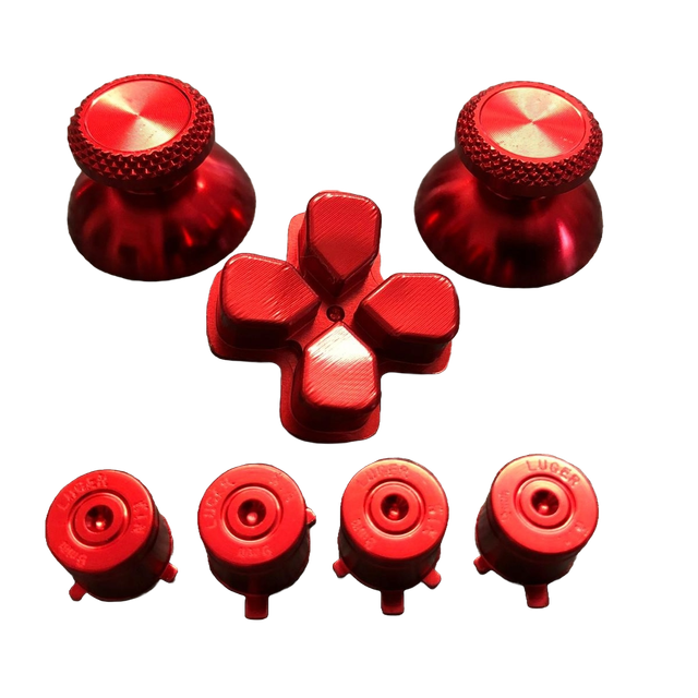 PS5 Controller Aluminium Metal Joystick Buttons D-Pad &amp; Caps Red