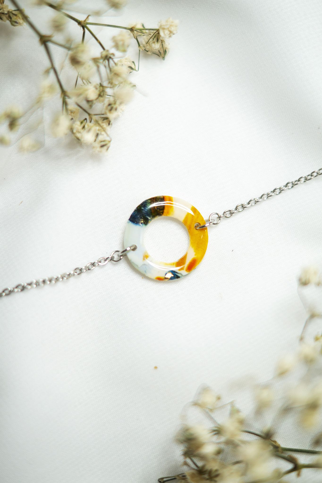 Coloris potimarron - Bracelet cercle en polymère