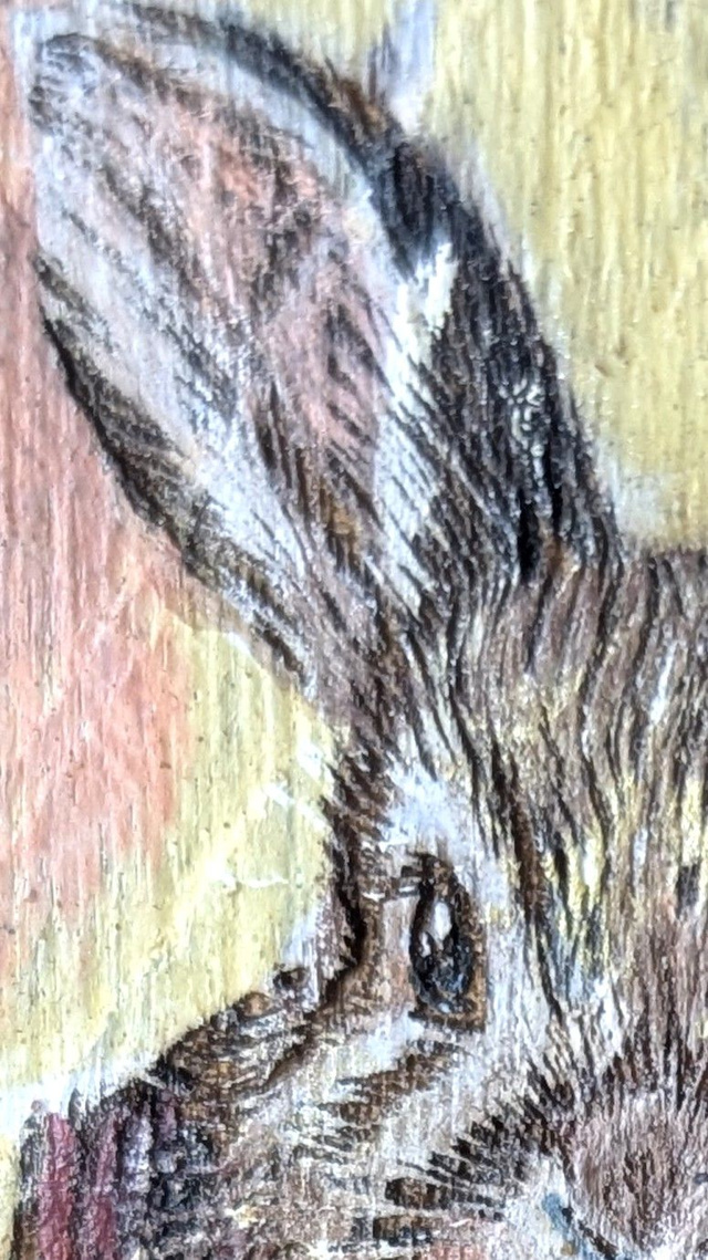 Rabbit wrapped in a checked blanket - Tealight Holder Reclaimed Wood