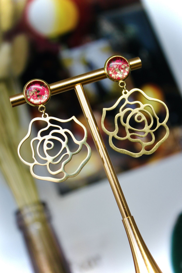 BO Roses dorées - Magie rose (rose magenta / électrique et paillettes dorées)