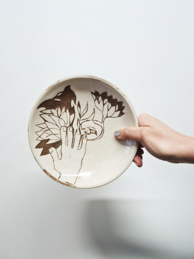 Assiette &quot;cueillir et offrir des fleurs&quot; -unique 