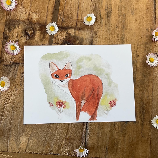 Le renard du printemps - carte postale