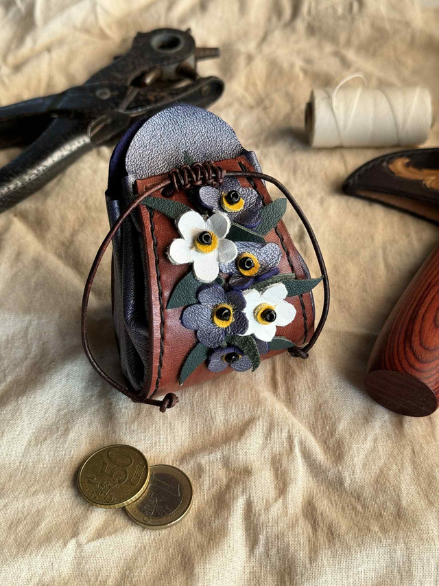 Bourse petites fleurs - violet