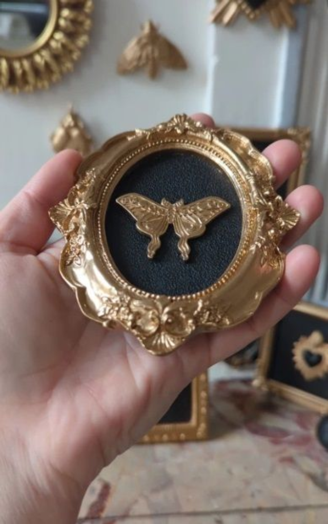 Cadre baroque doré papillon de nuit lunes