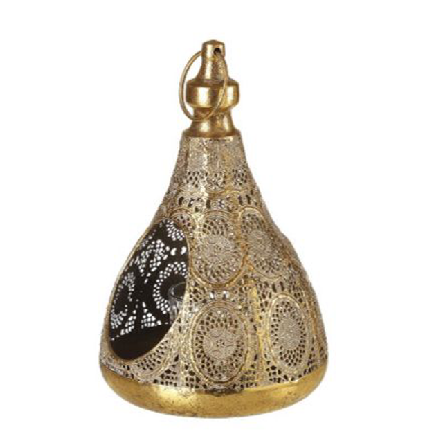 Metal T Light Holder - Medium Ornate Gold