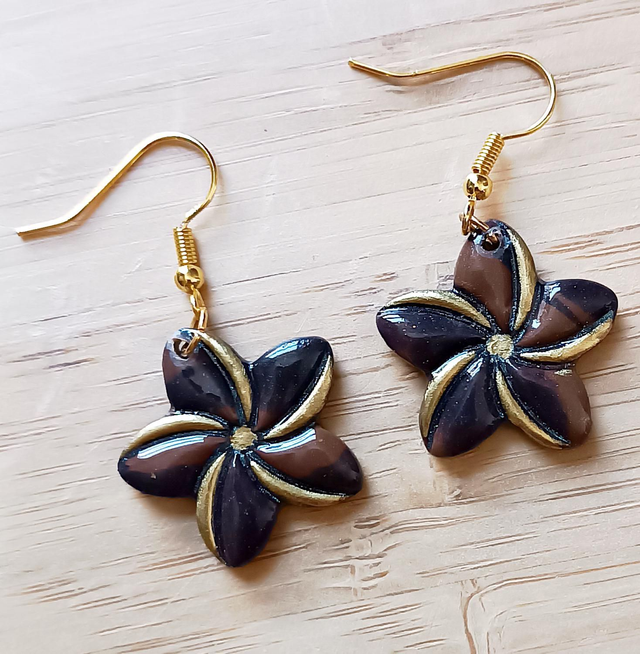 Boucles d'oreilles Vaiana marrons et dorées