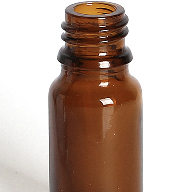 10ml Amber Glass Round Bottle (With Black Cap) x 10