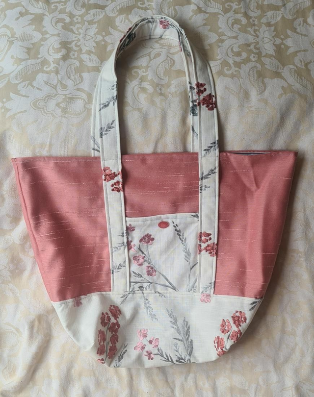 Pink / Grey &#039;Daffodil&#039; Beach Bag