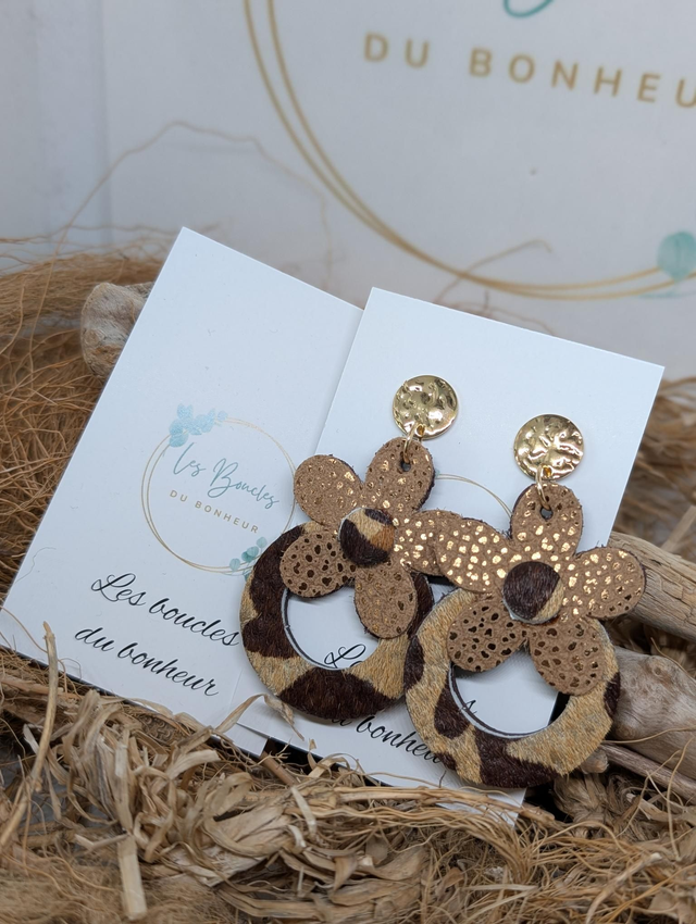 Boucles d&#039;oreilles Baby Marguerite léopard mo112