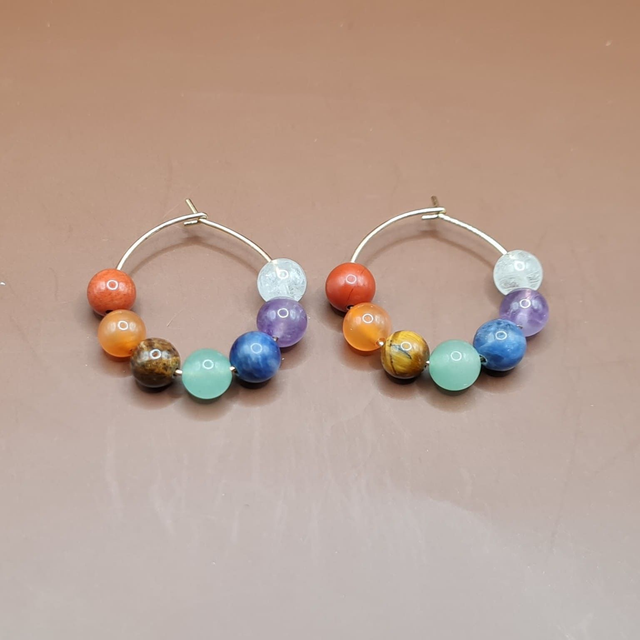 Créoles 7 Chakras dorées 2,5 cm