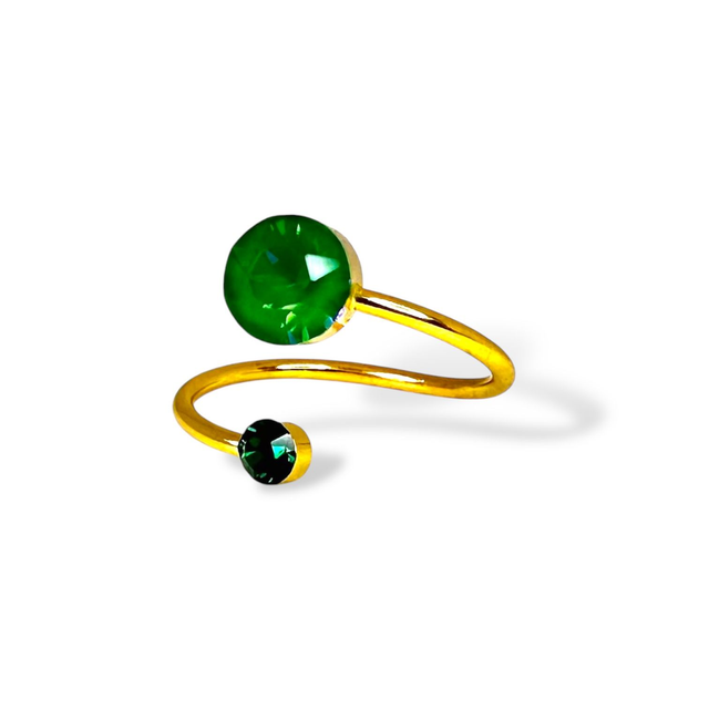 Ring DUO SMALL Neon Grünmix, goldfarben