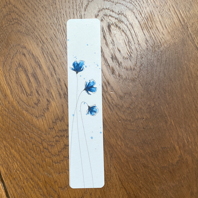 Marque-page Fleurs bleues 02