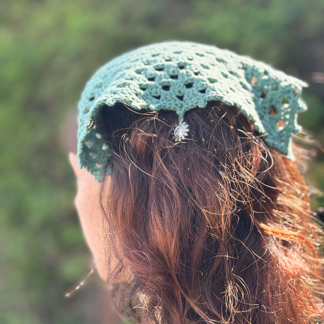 Bandana bohème menthe l&#039;eau crocheté - Perles &amp; Breloques 