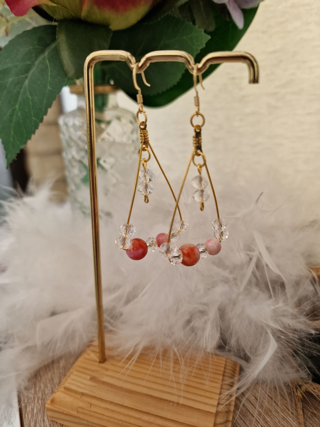 Boucles D&#039;oreilles Cornaline Cristal Acier