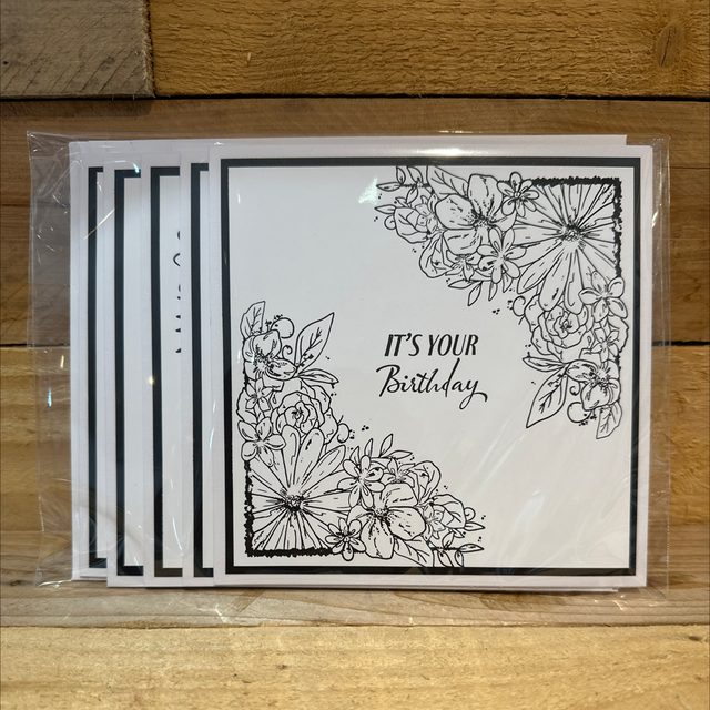 Pack of 5 Black &amp; White Birthday Cards 