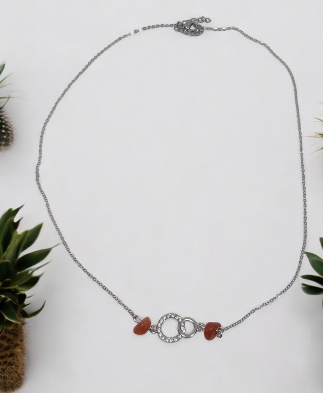 Collier pierre cornaline 100% fait main