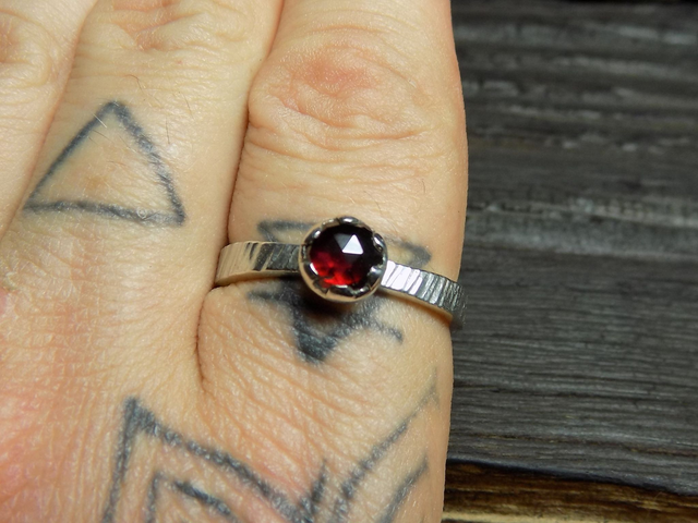 NOCTURNE-Bague Argent&Grenat Almandin