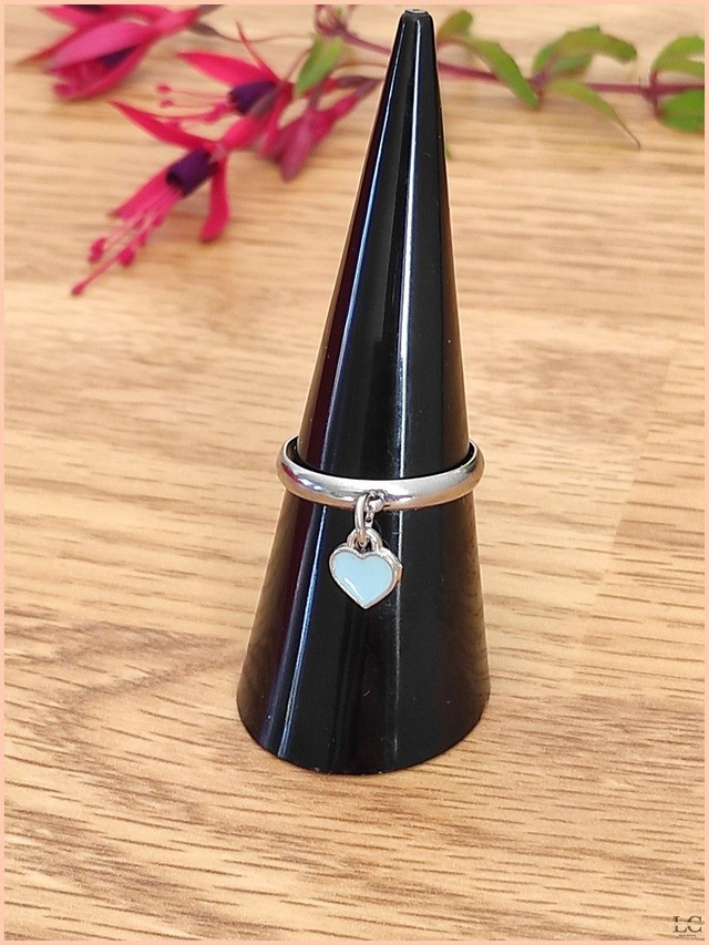 Bague réglable 3mm, acier inoxyable, avec breloque