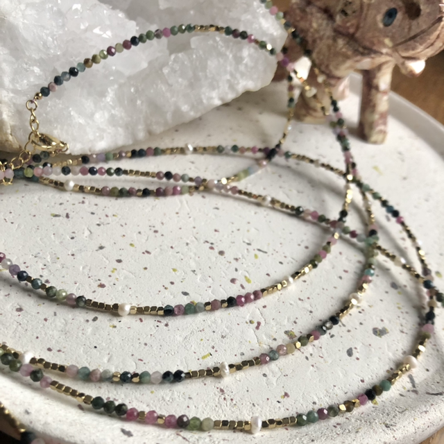 Collier Tourmaline multicolore 