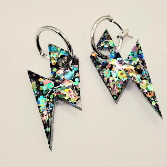 Lightening bolt hoop charms