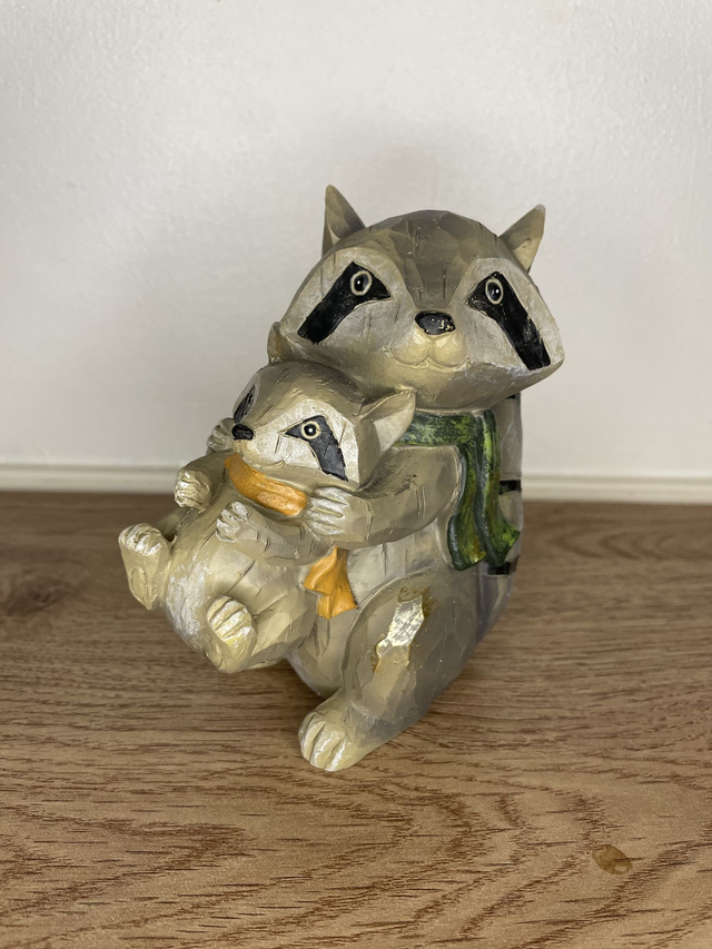 Christmas wooden raccoon set