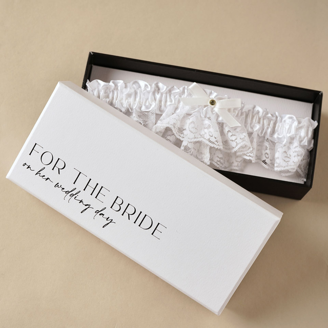 Amore by Juliana Bridal Wedding Garter – White Lace Bride Garter in Gift Box