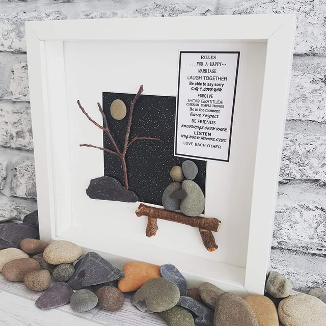 Rules for a happy marriage, wedding pebble picture 