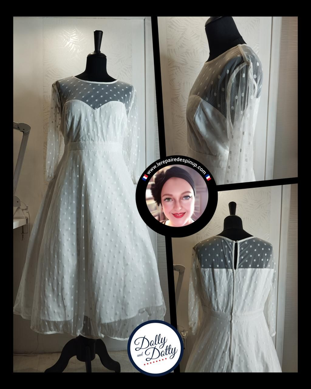 Robe Dolly Dotty Madeline White Mesh Polka T46