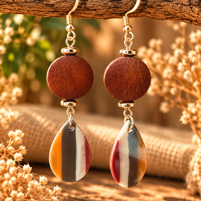 Boucles EXODE Rayé moutarde