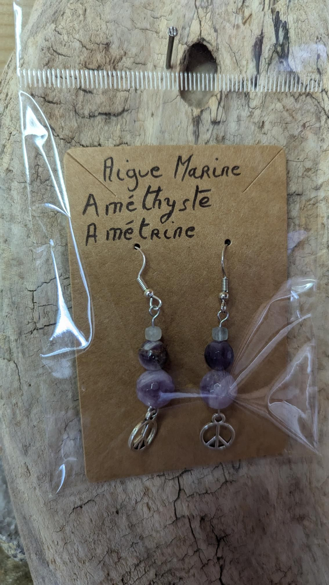 Pendantes d&#039;Améthyste, Amétrine, Aigue Marine.