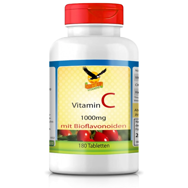 Get UP - Vitamin C 1000mg mit Hagebutte und Bioflavonoiden, 180 Tabletten