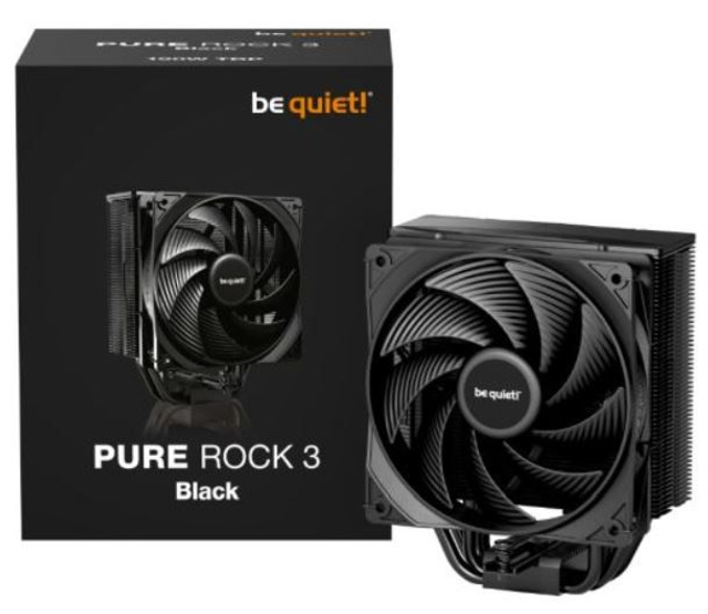 Be Quiet! BK039 Pure Rock 3 Heatsink & Fan, Intel & AMD Sockets, Pure Wings 3 Fan, 4 High-Performance Heatpipes, 190W TDP