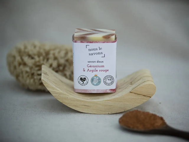 Savon doux géranium et argile rouge BIO NATURE ET PROGRÈS 100g
