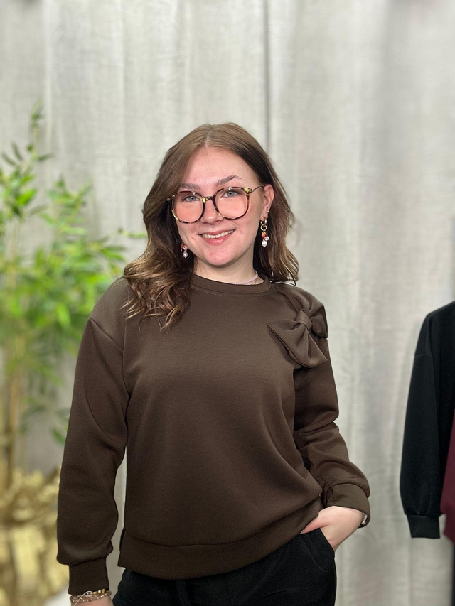 Sweater met strik choco