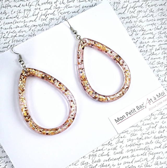 Boucles d'oreilles Gouttes VGM6 Rose poudré 