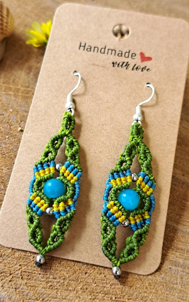 Boucles d'oreilles micro-macramé Arabesque