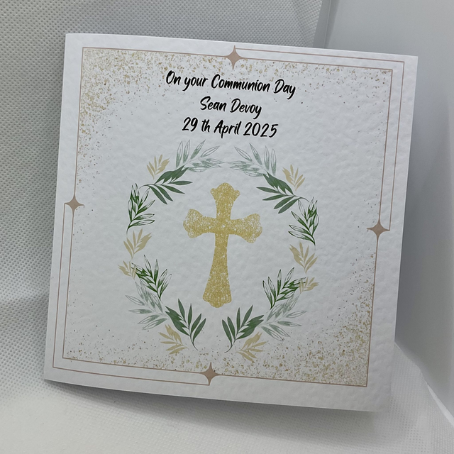 Personalised Religious card . Beautiful cross design.