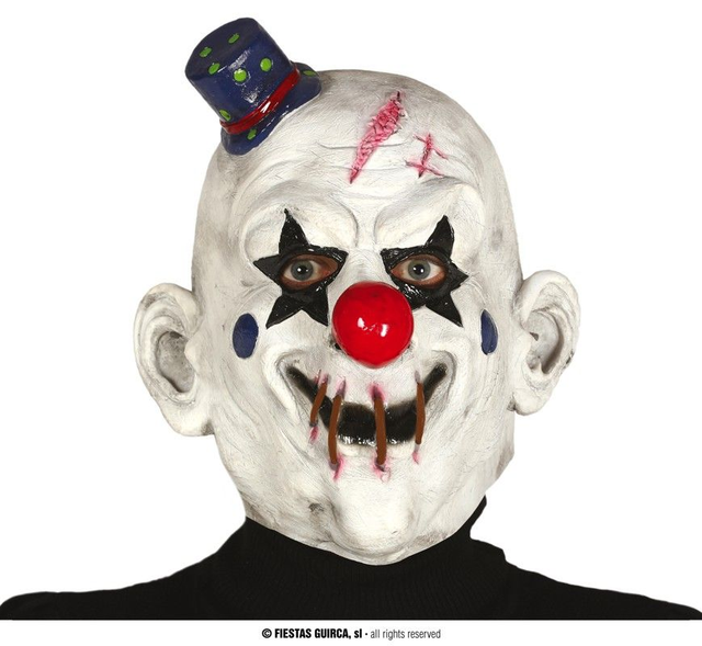 HALLOWEEN MASCHERA CLOUN CON CAPPELLINO 