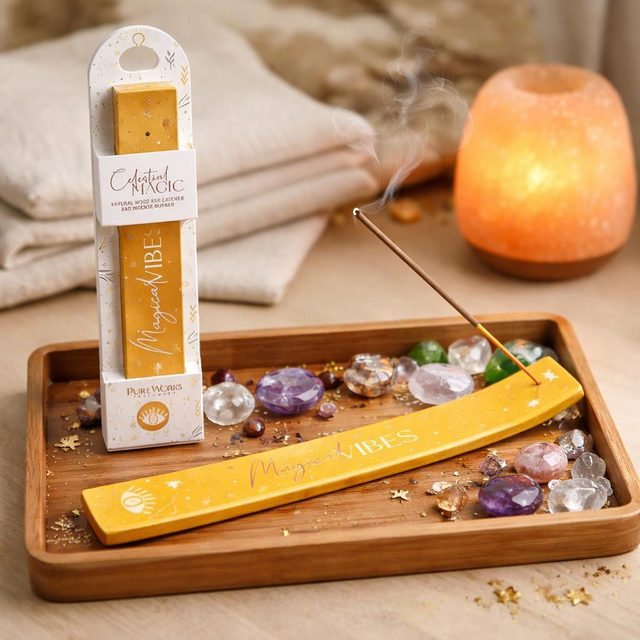 "Vibrations magiques" - Porte-encens tige - Bois