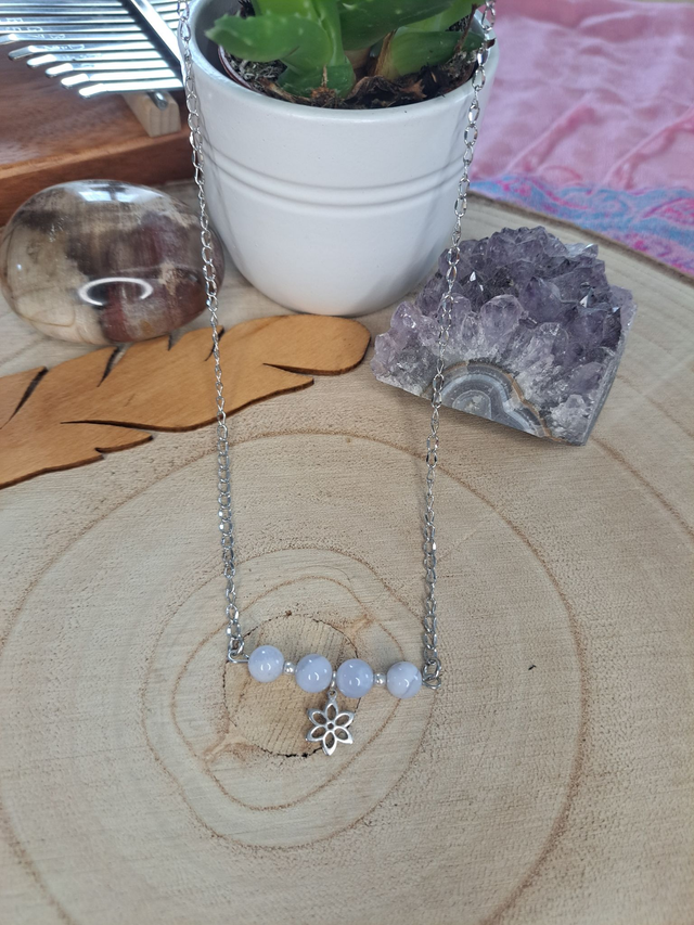 Collier Calcédoine bleue