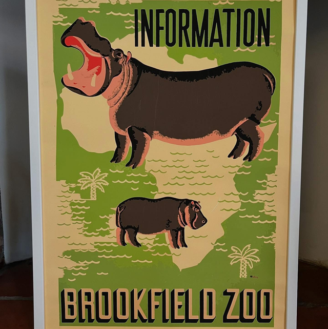 Framed Vintage “Information Brookfield Zoo” poster by Mildred Waltrip