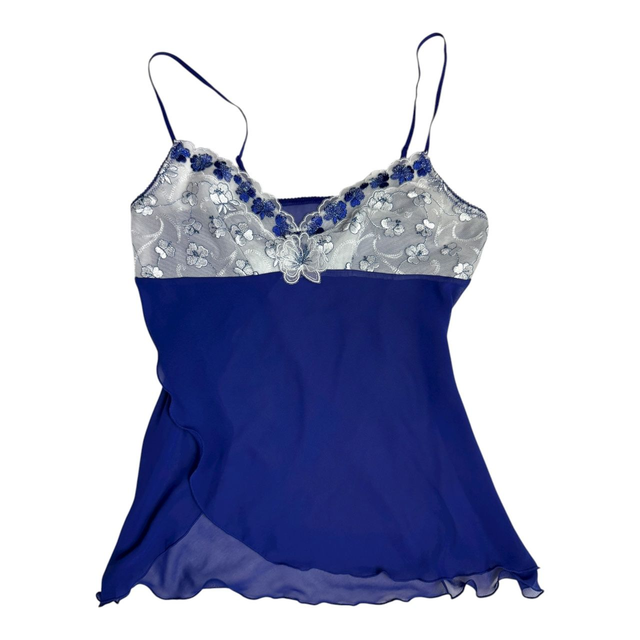 Japanese brand coquette royal blue floral applique cami