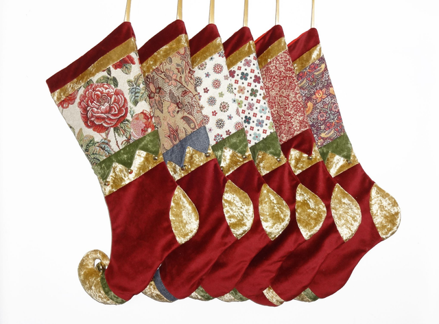 Deluxe Tapestry Christmas Stocking with Velvet and Elf Toe